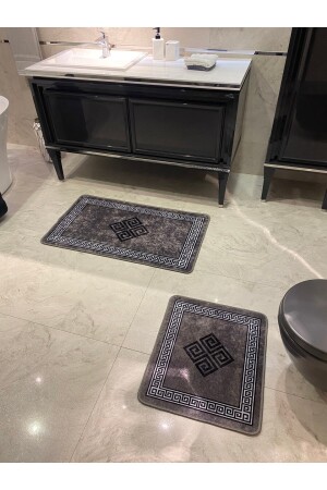 Losarina 2'li Lateks Taban Banyo Paspas Takımı (60X100 - 60X50) Gri BYD-LOSARINA - 4