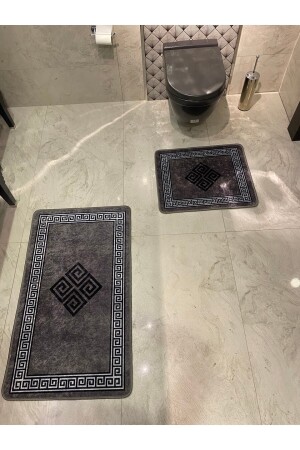 Losarina 2'li Lateks Taban Banyo Paspas Takımı (60X100 - 60X50) Gri BYD-LOSARINA - 5