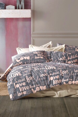 Love Kahve 6-teiliges Doppelbett-Bettbezug-Set mit elastischen Laken cndn-lovekahve-çk - 2