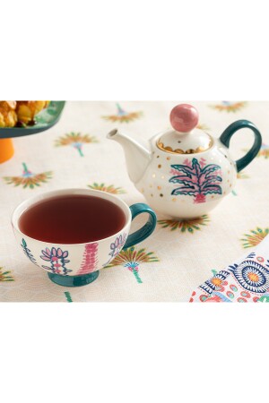 Love Wish New Bone China Demlik Seti 400 ml Pembe - Mavi 10037915 - 4