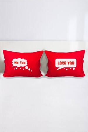 Love You – Me Too Doppelter dekorativer Kissenbezug 50 x 70 cm – Rot hdynza202410210144-1 - 3