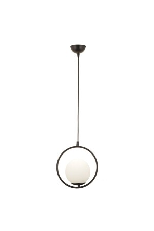 Luis Single Black Pendelleuchte mit weißem Glas, moderne Pendelleuchte, Küche, Wohnzimmer, Pendelleuchte, Kronleuchter - 5