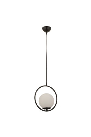 Luis Single Black Pendelleuchte mit weißem Glas, moderne Pendelleuchte, Küche, Wohnzimmer, Pendelleuchte, Kronleuchter - 8