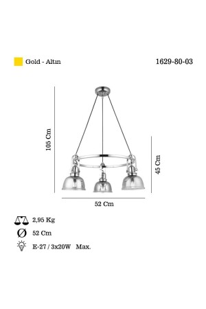 Lumo 3 Lu Altın Yuv. Avıze 3xe27 1629-80-03 - 6