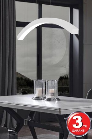 Luna ( Beyaz Kasa, Beyaz Işık ) Ledli Modern Led Avize, Salon, Mutfak, Oturma Yatak Odası, Sarkıt Luna Beyaz 6500K - 6