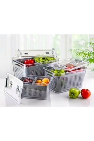 Lüx 3 Adet Buzdolabı Içi Süzgeçli Organizer(2,5lt,5lt,9lt) Set-saklama Buzdolabı Organizer 2,5 5 9 23071996 - 1