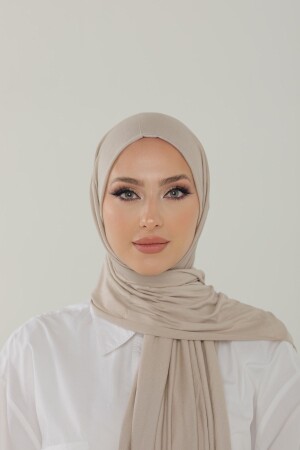 Luxuriöser Schal aus gekämmter Baumwolle in Stein – Damen-Hijab-Jersey-Hijab-Lycra-Schal - 2