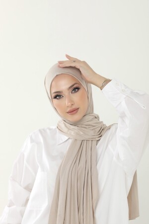 Luxuriöser Schal aus gekämmter Baumwolle in Stein – Damen-Hijab-Jersey-Hijab-Lycra-Schal - 5