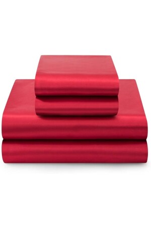 Luxuriöses 4-teiliges Doppelbett-Bettbezug-Set aus Satin, 200 x 220 cm, elastisches Laken, rote Bettwäsche-Set 3 - 4