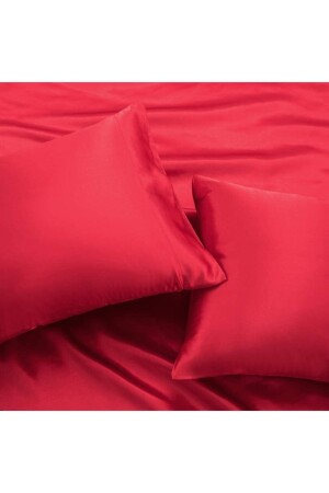 Luxuriöses 4-teiliges Doppelbett-Bettbezug-Set aus Satin, 200 x 220 cm, elastisches Laken, rote Bettwäsche-Set 3 - 5