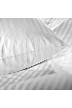 Luxuriöses Bettwäsche-Set für Einzelbett, Hotel-Serie, gestreift, Baumwollsatin, weiße Farbe, Tireless01 - 4