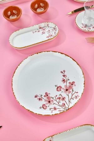 Luxuriöses handgefertigtes 21-teiliges Sakura-Blumen-Frühstücksset aus Keramik für 6 Personen - 6