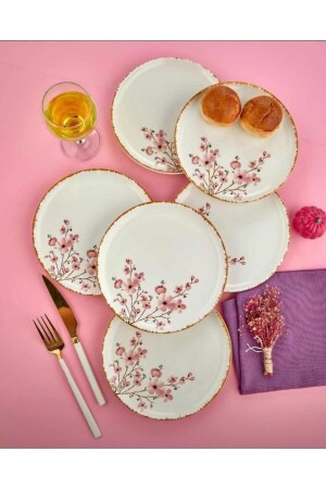 Luxuriöses Kuchen-Set aus Keramik mit Sakura-Muster, Servierteller für 6 Personen - 3