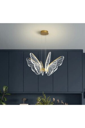 Luxury Dimmerli Kumandalı Modern Kelebek Sarkıt Led Avize Butterfly Gold Sarı Kademeli 3 Renk burenzecollection - 4