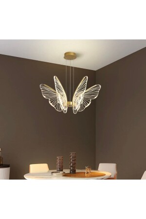 Luxury Dimmerli Kumandalı Modern Kelebek Sarkıt Led Avize Butterfly Gold Sarı Kademeli 3 Renk burenzecollection - 5