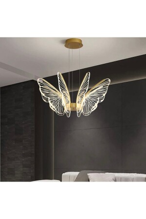 Luxury Dimmerli Kumandalı Modern Kelebek Sarkıt Led Avize Butterfly Gold Sarı Kademeli 3 Renk burenzecollection - 3