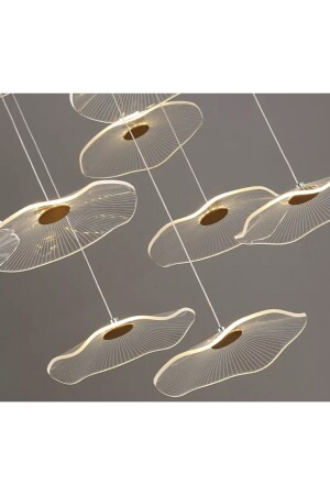 Luxury Exclusive Beşli Yuvarlak Sarkıt Led Avize Jellyfish Gold Sarı Ledli Avize TYC00322579925 - 4