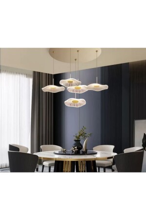 Luxury Exclusive Beşli Yuvarlak Sarkıt Led Avize Jellyfish Gold Sarı Ledli Avize TYC00322579925 - 5