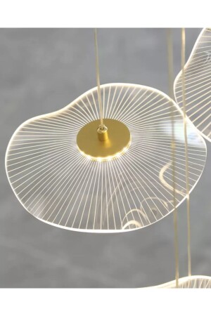 Luxury Exclusive Tekli Sarkıt Led Avize Jellyfish Gold Sarı Ledli Avize - 5