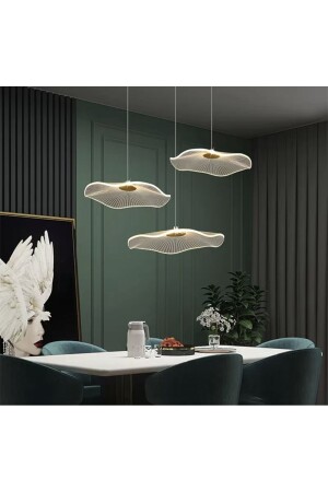 Luxury Exclusive Üçlü Yuvarlak Sarkıt Led Avize Jellyfish Gold Sarı Ledli Avize - 2