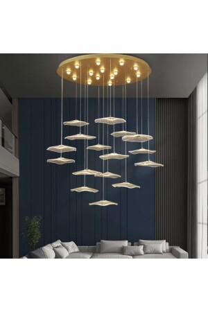 Luxury Exclusive Yuvarlak Sarkıt Led Avize Jellyfish Gold Sarı 16'lı Ledli Avize burenze2022-6 - 3