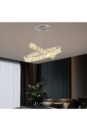 Luxury Modern Sarkıt Kristal Taşlı Led Avize Kumandalı 3 Renk Ledli Avize burenze602 - 4