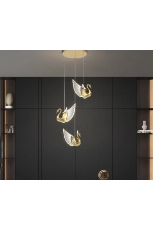 Luxus exklusive moderne Pendelleuchte Triple Swan LED Kronleuchter Swan Gold Gelb LED Kronleuchter burenze1174 - 1