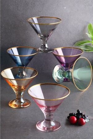 Luxus – Glas-Set mit 6 Magnolien-, Pudding-, Eis- und Snackschalen – 6 verschiedene Farben WUQ1900 - 1