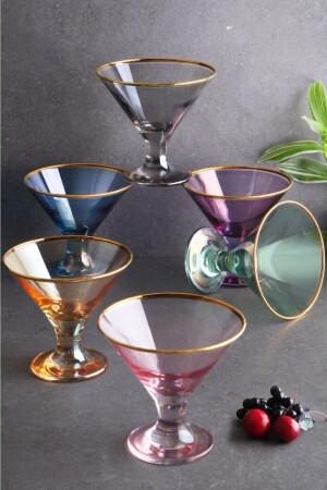 Luxus – Glas-Set mit 6 Magnolien-, Pudding-, Eis- und Snackschalen – 6 verschiedene Farben WUQ1900 - 3