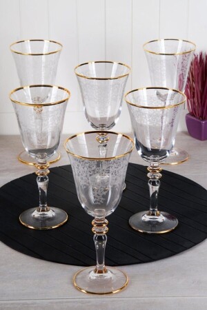 Luxus-Spitzen-Set mit goldvergoldetem Stiel für 6 Personen, Kaffeeseite, Wasserglas dantelkadeh1 - 3