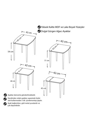 Lyon-Serie, hochwertiges Couchtisch-Set, 1. Grade MDF 4-teiliges Satz-Couchtischset Creme PRA-5251322-300433 - 6