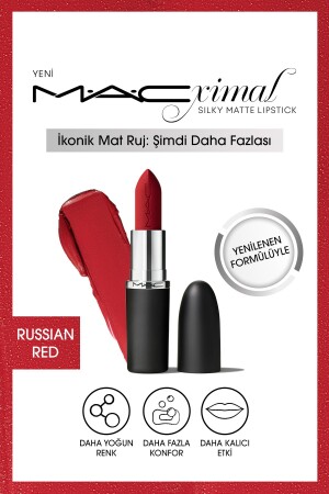 M·A·CXIMAL seidig-matter Lippenstift mit feuchtigkeitsspendender Wirkung und intensivem Farb-Lippenstift – Russisch Rot - 2