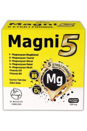 Magnezyum 5 Etkili Form 3 Aylık 90 Kapsül Magni5 B6 D Vitamini Bisglisinat Taurat Sitrat Malat Oksit TYC00694258212 - 7