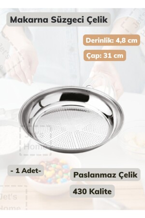 Makarna Süzgeci 31 Cm Paslanmaz Çelik Süzgeç Ince 014.Ms21103 - 3