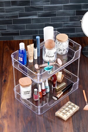 Make-up-Organizer – 2-lagiger Mehrzweck-Organizer für Badezimmer – Küche – Büro – Kosmetik – Schmuck-Organizer - 2