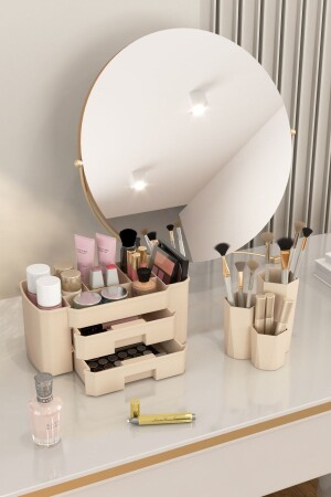 Make-up-Organizer und Kosmetik-Aufbewahrungsbox, Organizer, 2er-Set, Creme, 2er-Set, SIERRA SANDY CREAM - 2