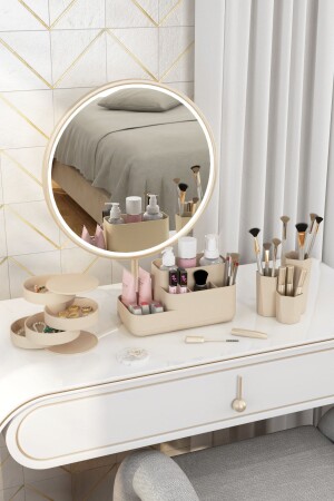 Make-up-Organizer und Kosmetik-Aufbewahrungsbox, Organizer, 3-teiliges Set, Creme, 3-teiliges Set, LONA ELANO SANDY CREAM - 2