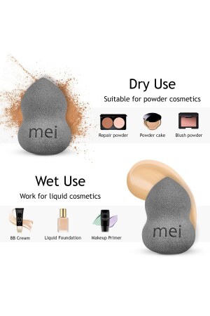 Make-up-Schwamm, nicht absorbierender Foundation-Schwamm, Kaffeetasse, hygienisch, Grau, 1 Pro, 1 Mini - 7