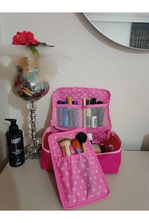 Make-up-Tasche mit 4 Fächern, Kosmetik-Make-up-Koffer-Set, Pflege-Reise-Make-up-Kosmetik-Organizer-Tasche - 2