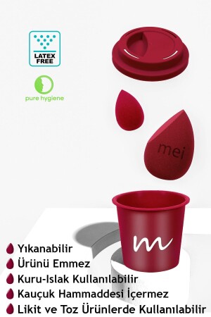 Makyaj Süngeri Fondöten Emmeyen Sponge Coffee Cup Hijyenik Merlot Pro 1 Mini - 9