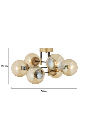 Maral 6-teiliger schwarzer Antik-Honigglas-Kronleuchter für modernes Jugendzimmer, Schlafzimmer, Retro-Wohnzimmer, 3548-06-FR - 10