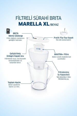 Marella XL 3 Filtreli Su Arıtma Sürahisi - Beyaz 1021811 - 7