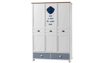 Marine-Kleiderschrank mit 3 Türen - 1