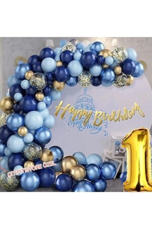 Marineblaue Luftballons-Girlanden-Set, goldenes Konfetti, 1 Jahr alt - 3