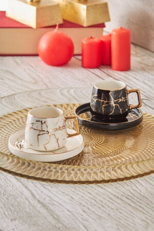 Marmor-Kaffeetassen-Set in Schwarz und Weiß für 2 Personen, 80 ml, 153. 03. 06. 6520 - 1