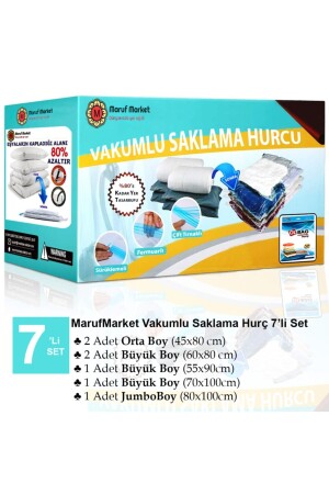 Marufmarket 7'li Vakumlu Saklama Poşeti Seti-4 (yastık - Elbise - Battaniye-yorgan Hurcu) Vakumhurcu - 2