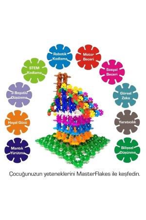 Masterflakes Pädagogische ineinandergreifende Scheiben, Stem Education kompatibel, 5 Farben und 300-teiliges Bauspielzeug-Set - 5