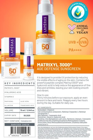 Matrixyl 3000® Peptides Spf 50 Dolgunlaştırıcı Canlandırıcı Hyaluronic Vegan Yüz Güneş Kremi 75ml - 6