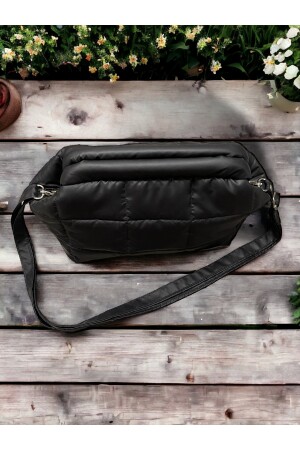 Matte Black Puffer Hidden Bursary Clutch Hand-/Umhängetasche - 5