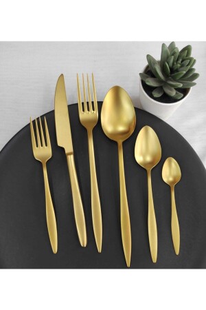 Mattgoldenes Titan-Gabellöffel-Set, 36-teilig, CMDBRNDFH08 - 2